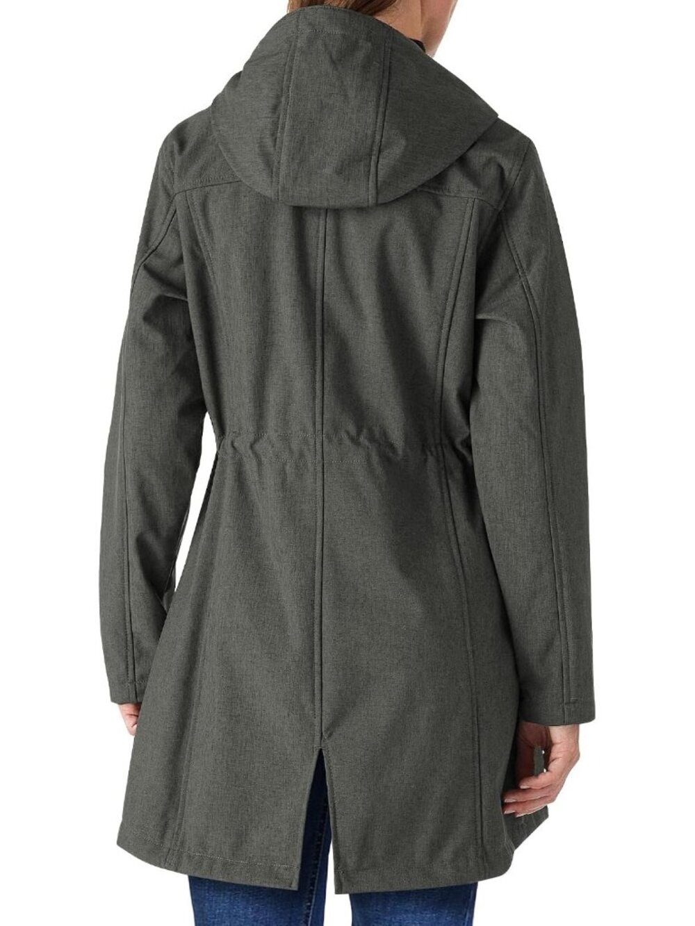 Women's Dim Gray Waterproof Fleece Lined Hooded Lightweight Softshell Raincoat - Picture 2 of 6